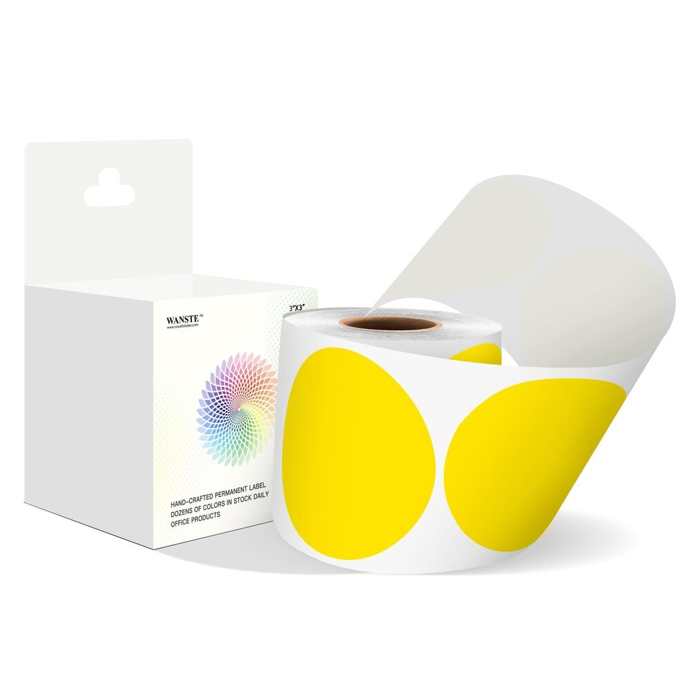 4958 3 Inch Yellow Color Code Dot Stickers,500 PCS Round Labels Stickers in